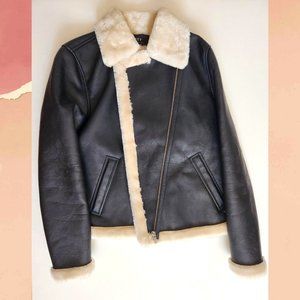 Obey /Womens Black Faux Leather Jacket with Faux Fur Inside- Size Medium